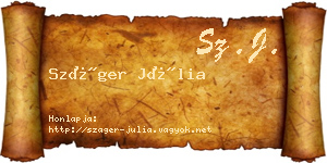 Száger Júlia névjegykártya